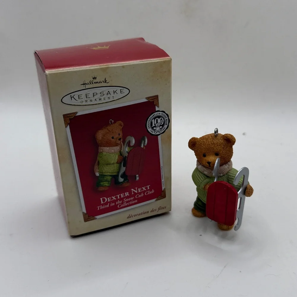 Vintage Hallmark Christmas Ornament Dexter Next Bear Sled Snow Cub Collectible
